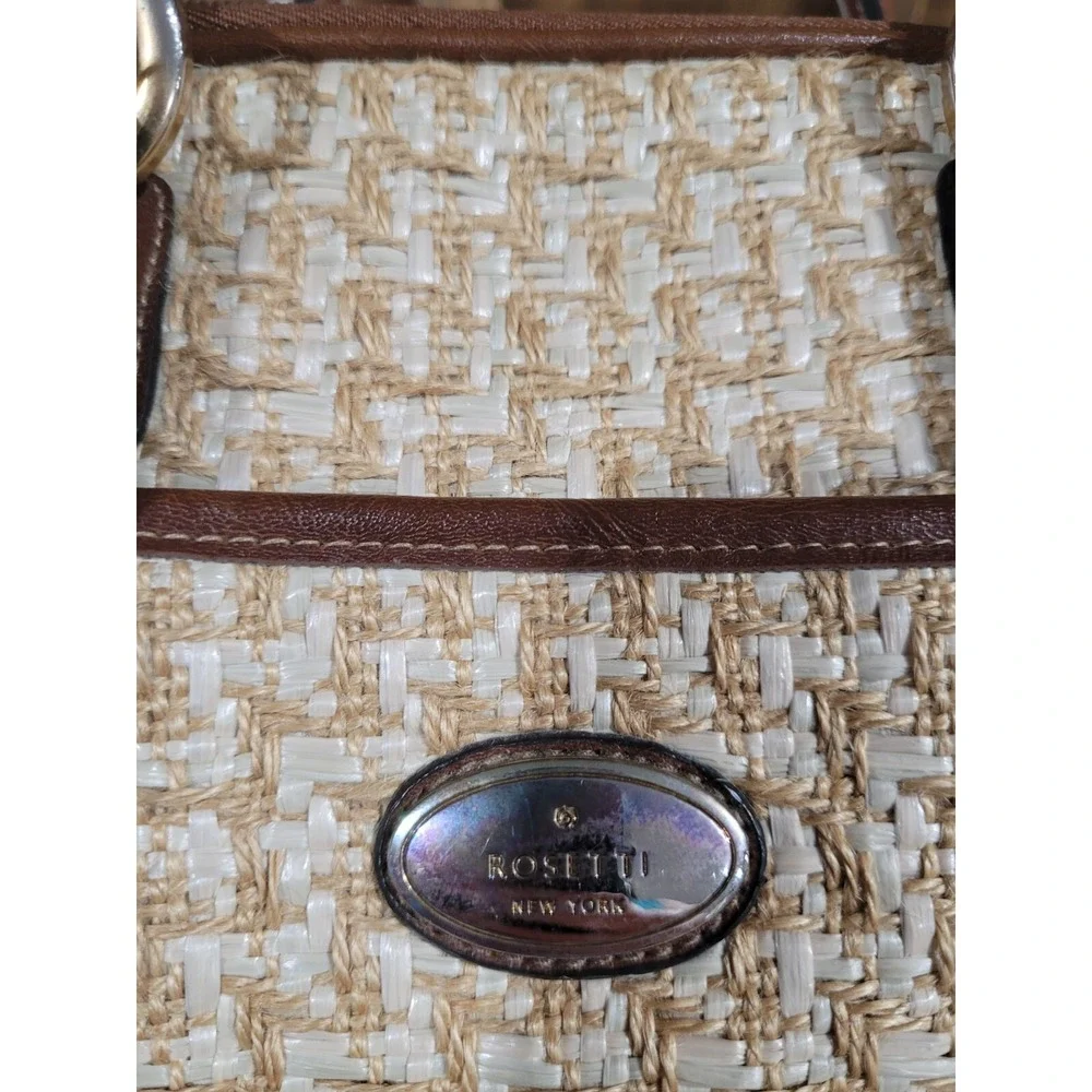 Rosetti Woven Bag With Brown Vinyl Trim And  handles